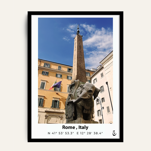 Bernini's Elephant framed wall art by Vajwala