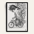 The Boy Who Carries Light framed wall art by Vajwala