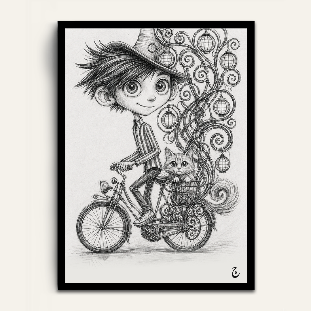 The Boy Who Carries Light framed wall art by Vajwala