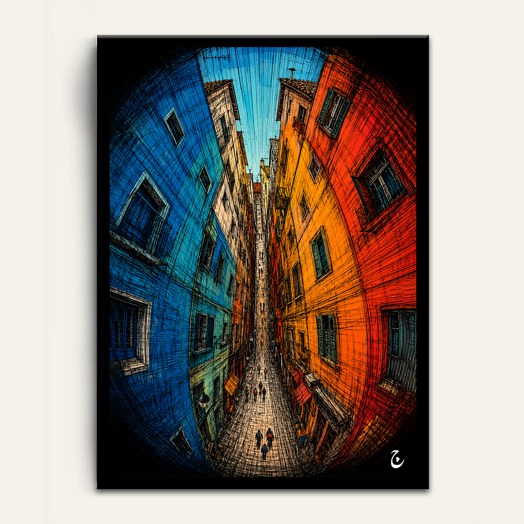 The Curved Lane framed wall art by Vajwala