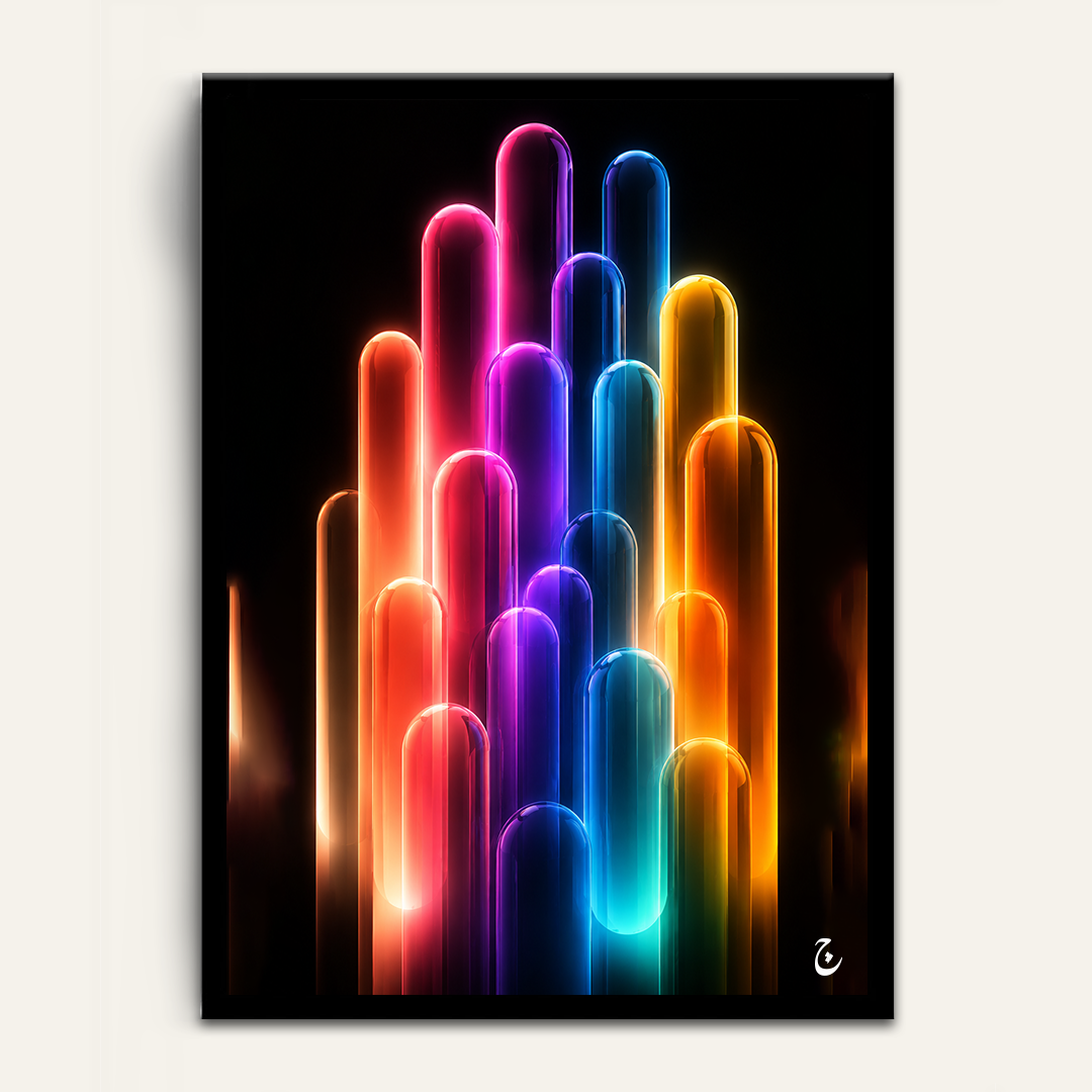 Vertical Glow framed wall art by Vajwala