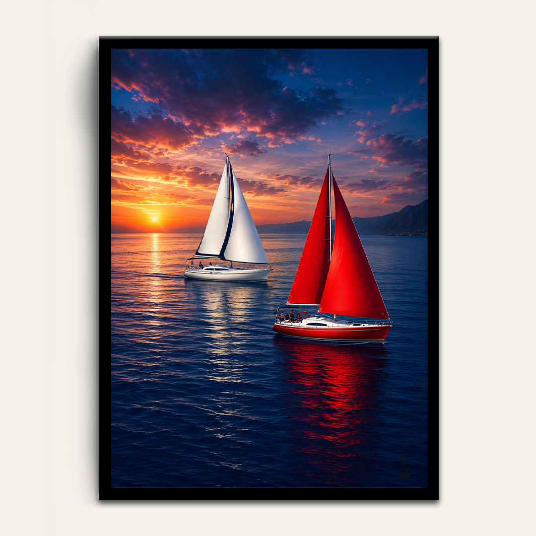 Twin Sails framed wall art by Vajwala