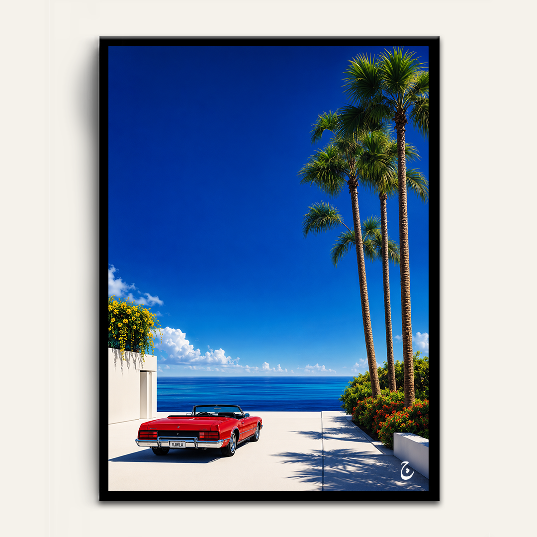Palm and Chrome framed wall art by Vajwala