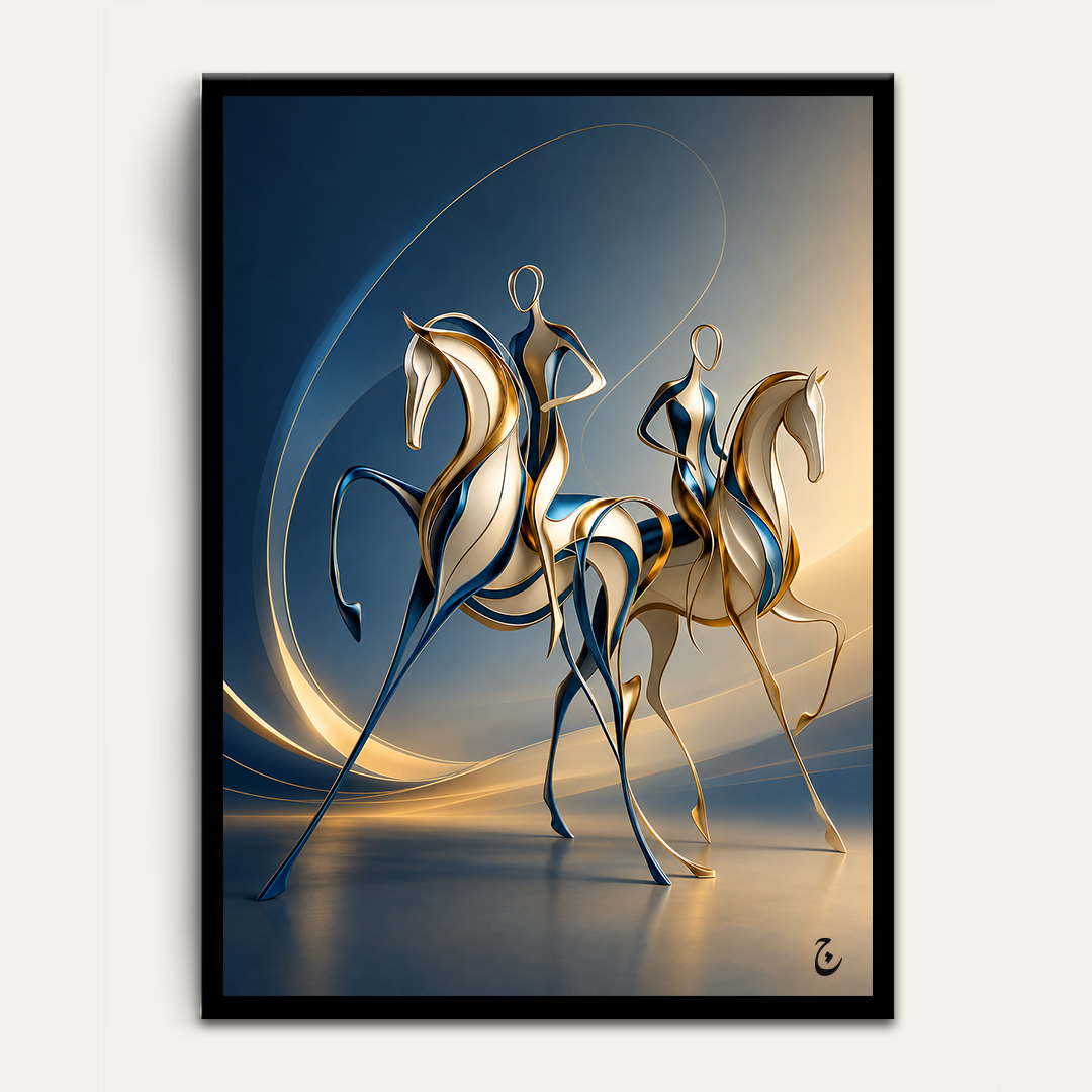 Gilded Riders framed wall art by Vajwala