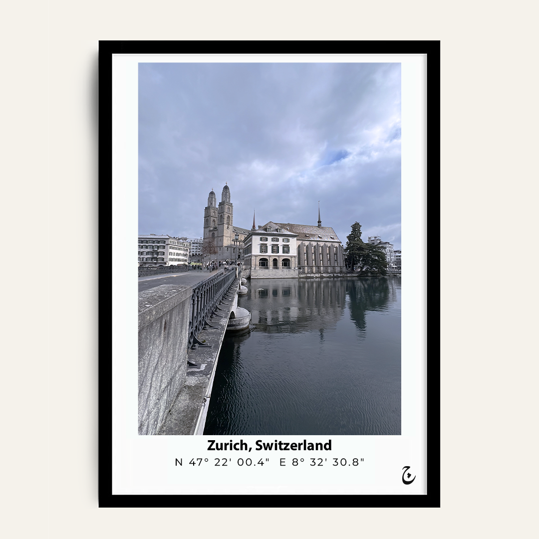 Zürich at the River framed wall art by Vajwala